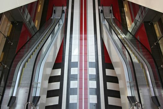 Interior of huge modern shopping centre
