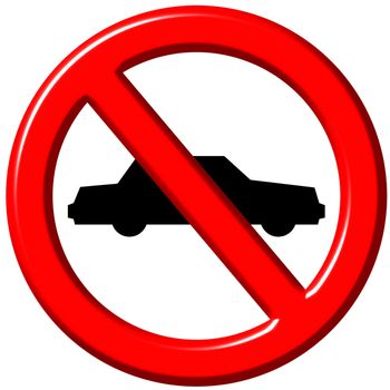 No cars allowed 3d sign isolated in white