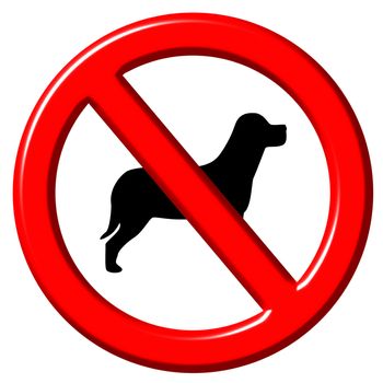 No dogs 3d sign isolated in white