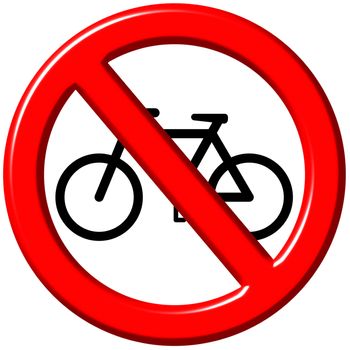 No bicycles 3d sign isolated in white
