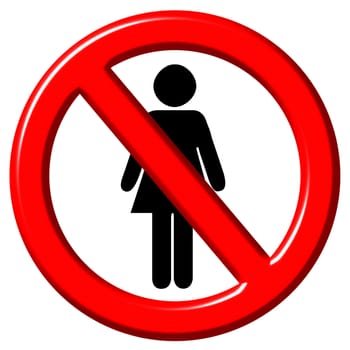 No women 3d sign isolated in white
