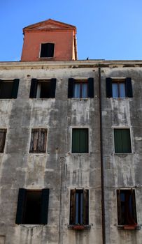 Building facade with windows