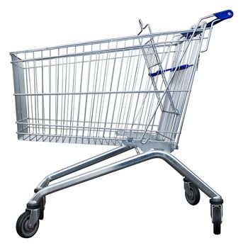 Empty shopping trolley issolated with clipping path