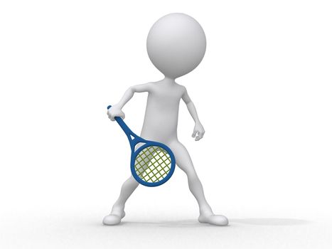 3d abstract human playing tennis