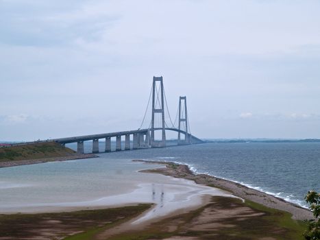 Suspension bridge Great Belt Denmark connecting the Zealand and Funen