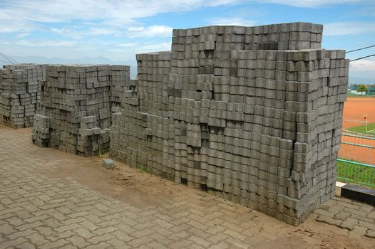 stack of concrete block for construction project