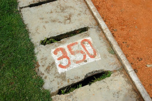 soccer field sign with indicated number