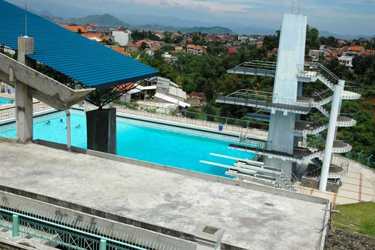 pool podium with modern design and architecture