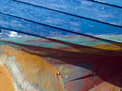 Rusty grunge aged steel iron paint on an old boat texture background