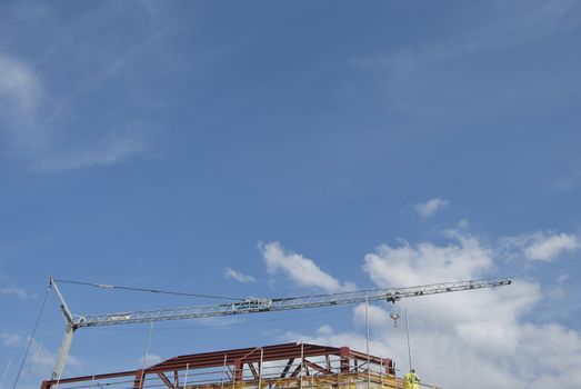 A Grey Construction Crane on a building site