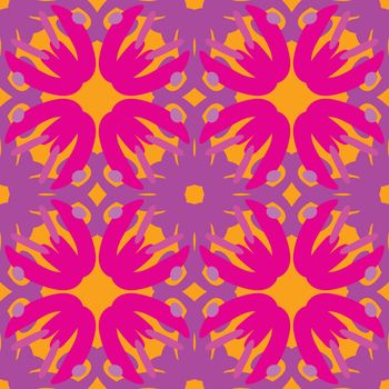 Pretty pink and purple flowers in a seamless wallpaper pattern
