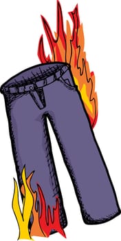 Long pair of pants with flames on them