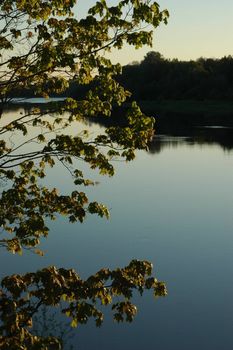 View on the river Volkhov. In the summer, early in the morning, a view on the river Volkhov from coast.