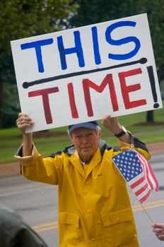 OKLAHOMA CITY, OK - SEPTEMBER 13, 2009: Protesters march to the Oklahoma capitol building to demonstrate their support for health care reform on September 13, 2009 in Oklahoma City, Oklahoma.