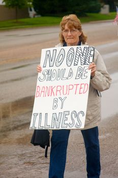 OKLAHOMA CITY, OK - SEPTEMBER 13, 2009: Protesters march to the Oklahoma capitol building to demonstrate their support for health care reform on September 13, 2009 in Oklahoma City, Oklahoma.