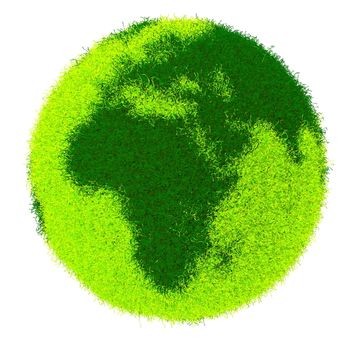a 3d green earth with different colored grass
