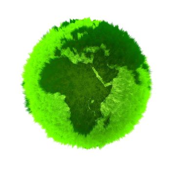 a 3d green earth with different colored grass