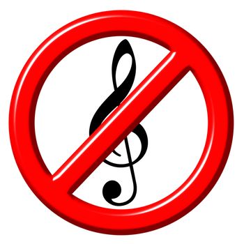 No music 3d sign isolated in white