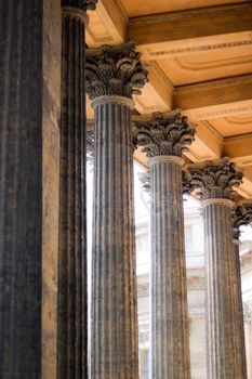 We see Columns Of The Kazan Cathedral located in St. Petersburg, Russia