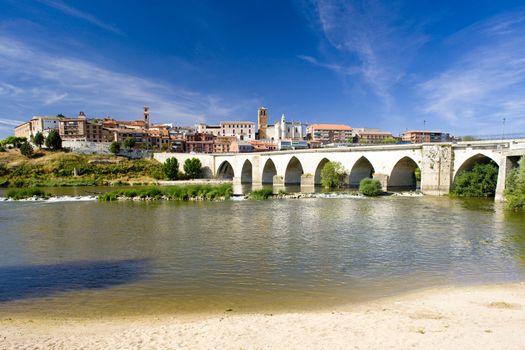 Tordesillas with medieval bridge, Valladolid Province, Castile and Leon, Spain