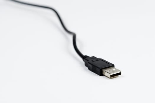 Black usb cable on white backround