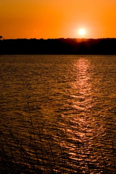 sunset reflection over a lake