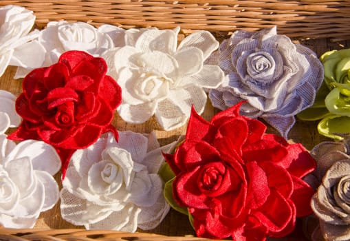 various handmade flax clothes roses