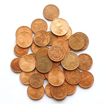 A bunch of Euro coins money (European currency)
