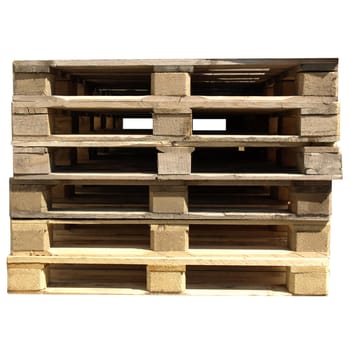 Pile of pallets isolated over white background