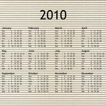 Calendar of year 2010 with   background