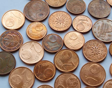 A bunch of Euro coins money (European currency)