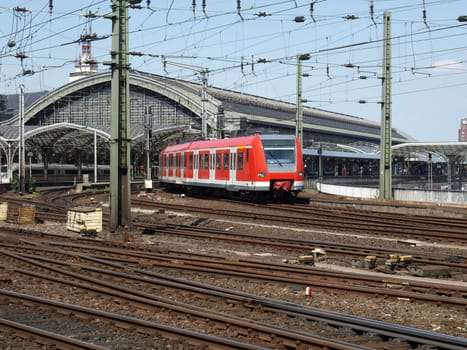 Trains in a large urban central station