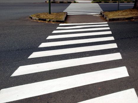 Zebra crossing sign for a pedestrian crossroads