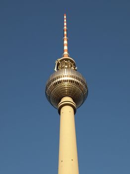 Berlin Fernsehturm television tower over blue sky