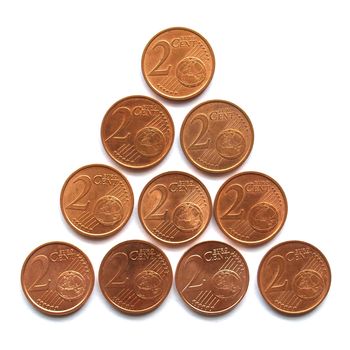 A bunch of Euro coins money (European currency) - My two cents