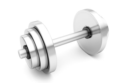 Dumbbell weights on white background