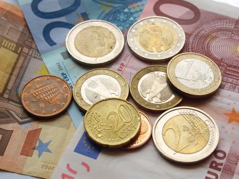 Background of Euro banknotes and coins money