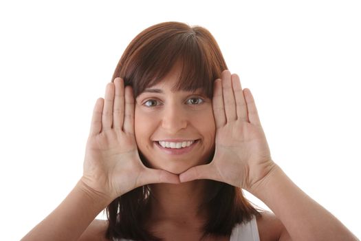 Young woman portrait - with face expression - smiling