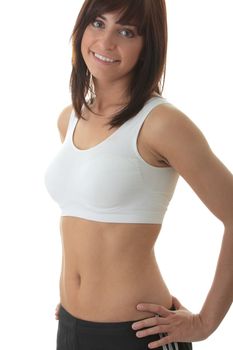Slim Fitness Girl isolated on white background