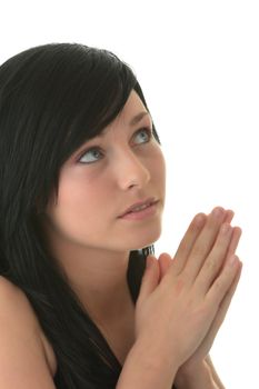 Praying Girl isolated on white background