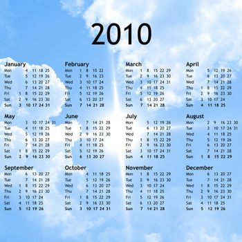 Calendar of year 2010 with   background