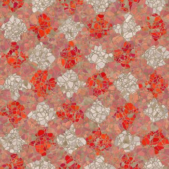 seamless texture of bright red and beige broken tiles