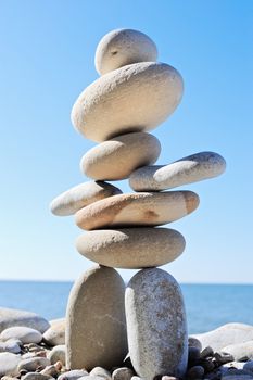 Sculpture of white seaside gravel on the coastline