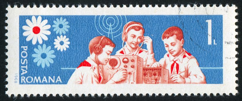 ROMANIA - CIRCA 1968: stamp printed by Romania, shows pioneer radio amateurs, circa 1968