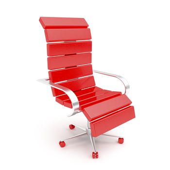 Modern red office armchair on white background. 3d image.