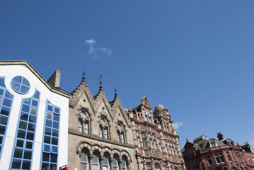 Architectural Detail on  vintage buildings in an English city