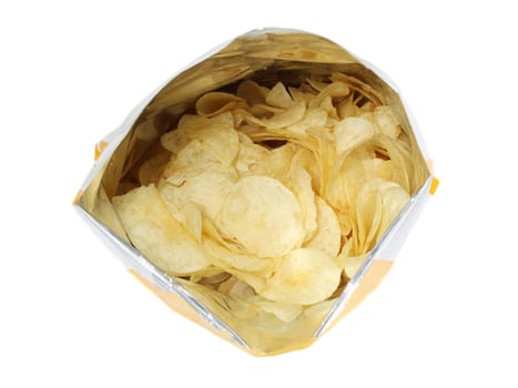bag of potato chips isolated on white background