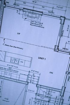 detail of a blue print of a house