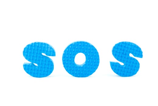 colorful letters with help sos on white background 