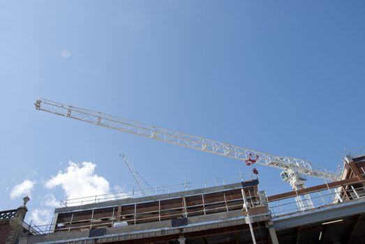 A White Heavy Lift Crane on a construction site in a english city